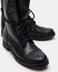 TROOPA3.0 Black Leather Women's Moto Combat Ankle Boot