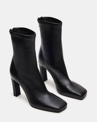 KHELAN Black Square-Toe Heeled Women's Ankle Boot