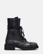 CRIMSON Black Distressed Moto Combat Women's Ankle Booties