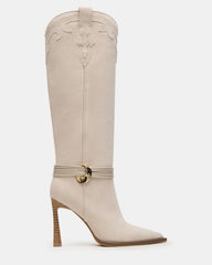 KYNDALL Bone Suede Pointed-Toe Stiletto Heeled Knee-High Women's Boot