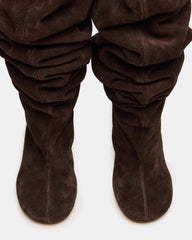ALLISON Brown Suede Over-The-Knee Heeled Women's Boot