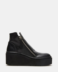 DRIFT Black Leather Platform Moto Women's Ankle Boot