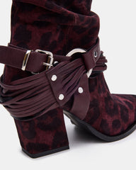 LAUPER Red Leopard Pointed-Toe Heeled Buckle Women's Ankle Boot