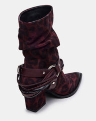 LAUPER Red Leopard Pointed-Toe Heeled Buckle Women's Ankle Boot