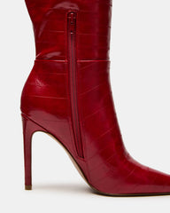 NITRO Red Eel Pointed-Toe Stiletto Heel Knee-High Women's Boots