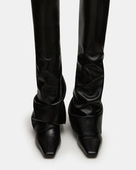 TATIANA Black Square Toe Cuffed Knee-High Women's Boot