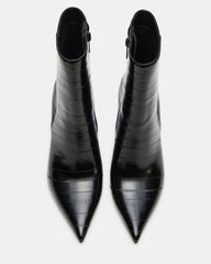 AUDREANA Black Eel Pointed-Toe Block Heel Women's Ankle Boot