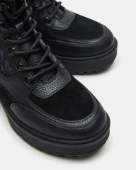 HIKER Black Multi Platform Lug Lace-Up Women's Anke Boot