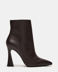 BOLERO Brown Leather Pointed-Toe Heeled Women's Ankle Boot