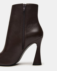BOLERO Brown Leather Pointed-Toe Heeled Women's Ankle Boot