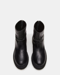 ESSENTIAL Black Leather Scrunched Ankle Boot | Women's Booties