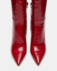 NITRO Red Eel Wide Calf Pointed-Toe Stiletto Heel Knee-High Women's Boots