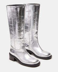 RIGGS Silver Leather Square-Toe Women's Boot