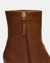FARE Tan Leather Square Toe Women's Ankle Boot