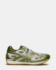 PAGER Green Multi Low-Top Lace-Up Mesh Women's Sneaker
