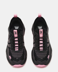 SWOOP Black Multi Lace-Up Low-Top Platform Athletic Women's Sneaker