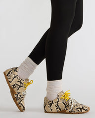AZIEL Tan Snake Low-Top Lace-Up Women's Sneakers