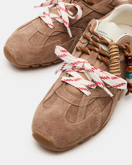 AZIEL Charm Taupe Suede Low-Top Lace-Up Women's Sneakers