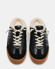 VANDY Faux Fur Black Multi Low-Top Lace-Up Mule Women's Sneaker