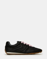 ABBI Black Satin Low-Top Lace-Up Women's Sneaker