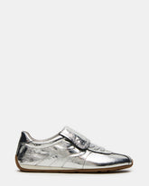 MOBILITY SIlver Leather Women's Low-Top Lace-Up Sneaker