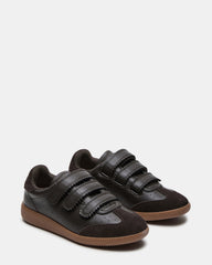 MOMENTUM Brown Suede Velcro Low-Top Women's Sneakers