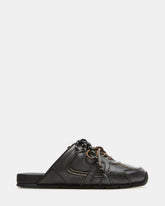 MAYSA Black Distressed Women's Low-Top Slip-On Mule Sneakers