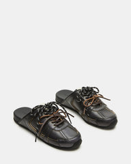 MAYSA Black Distressed Women's Low-Top Slip-On Mule Sneakers