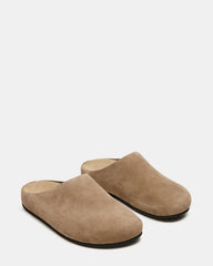 FERN Taupe Suede Mule Slip-On Round-Toe Women's Flat
