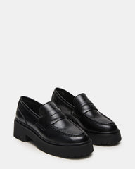 LAYKEN Black Leather Platform Lug Women's Loafer