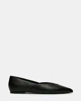 TOVI Black Leather Pointed-Toe Ballet Women's Flat
