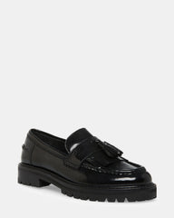 MINKA Black Leather Women's Platform Lug Sole Loafer