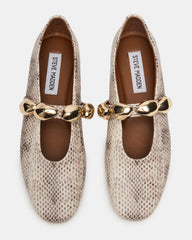 POPPIN Natural Snake Mary Jane Ballet Women's Flat