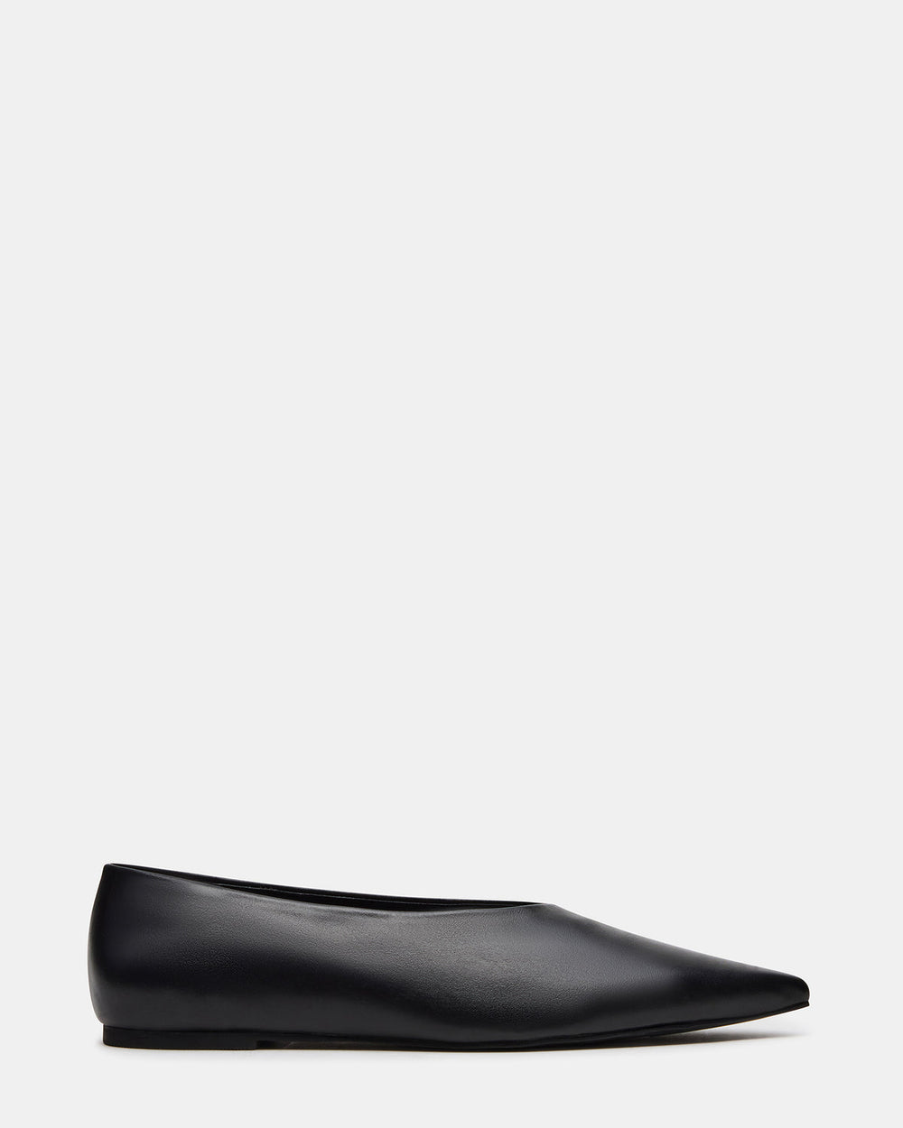 FLOYD Black Leather Pointed-Toe Ballet Women's Flat