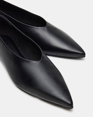 FLOYD Black Leather Pointed-Toe Ballet Women's Flat