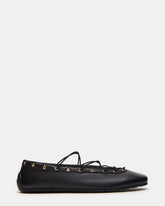 POINTE Black Leather Women's Ballet Square-Toe Flat