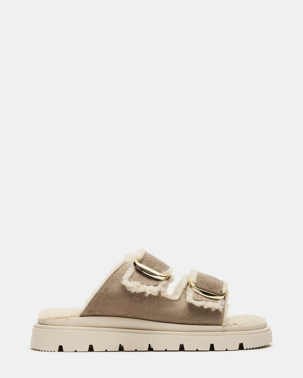 SNUGGLE Sand Suede Faux Fur Slide | Women's Flats