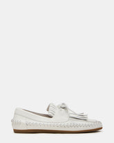 SAMUAL White Leather Fringe Boat Women's Loafer