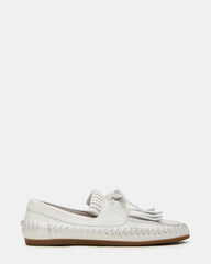 SAMUAL White Leather Fringe Boat Women's Loafer