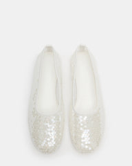 GARCELLE White Sequin Women's Ballet Flats