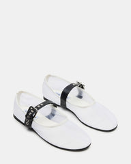 MITSY White/Black Mary Jane Mesh Ballet Women's Flat