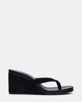 PLAYING Black Suede Thong Wedge Women's Sandal