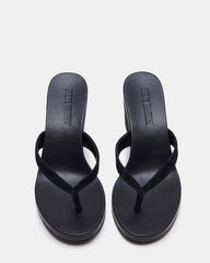 PLAYING Black Suede Thong Wedge Women's Sandal