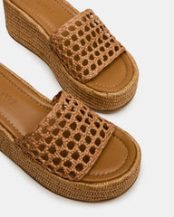 BRANDY Raffia Woven Mule Platform Slide Women's Sandal