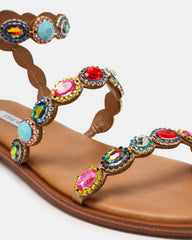 TAWNIE Bright Multi Stone Strappy Ankle Strap Women's Sandal