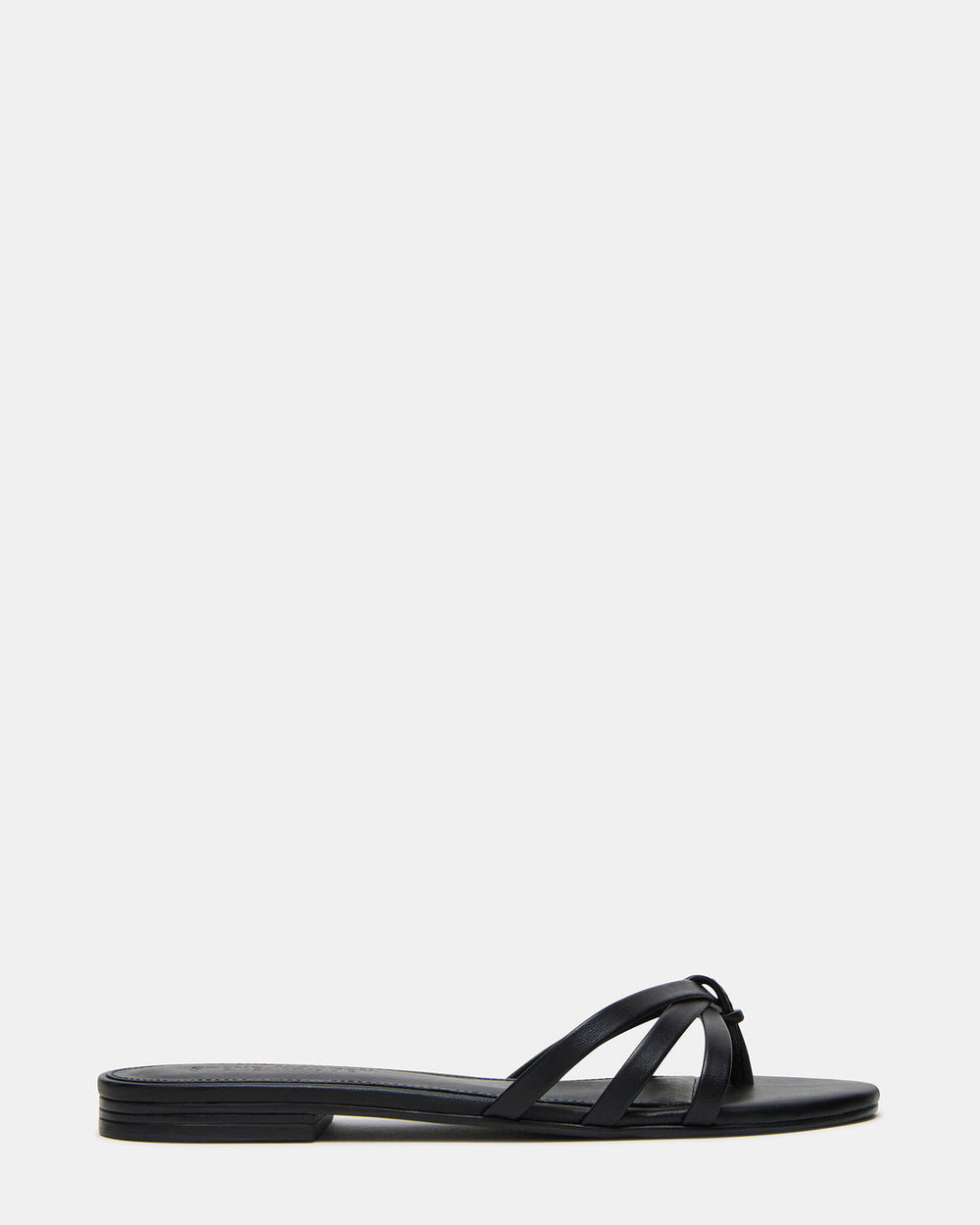 CALISSI Black Leather Strappy Slide Women's Sandal