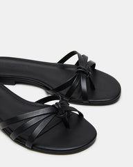 CALISSI Black Leather Strappy Slide Women's Sandal