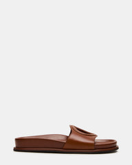 ZOSIA Cognac Leather Cut-Out Slide Footbed Women's Sandal