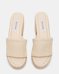 TRIPPY Natural Raffia Platform Mule Women's Sandal