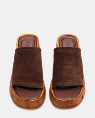 CELLAR Brown Suede Platform Wedge Square-Toe Women's Sandal
